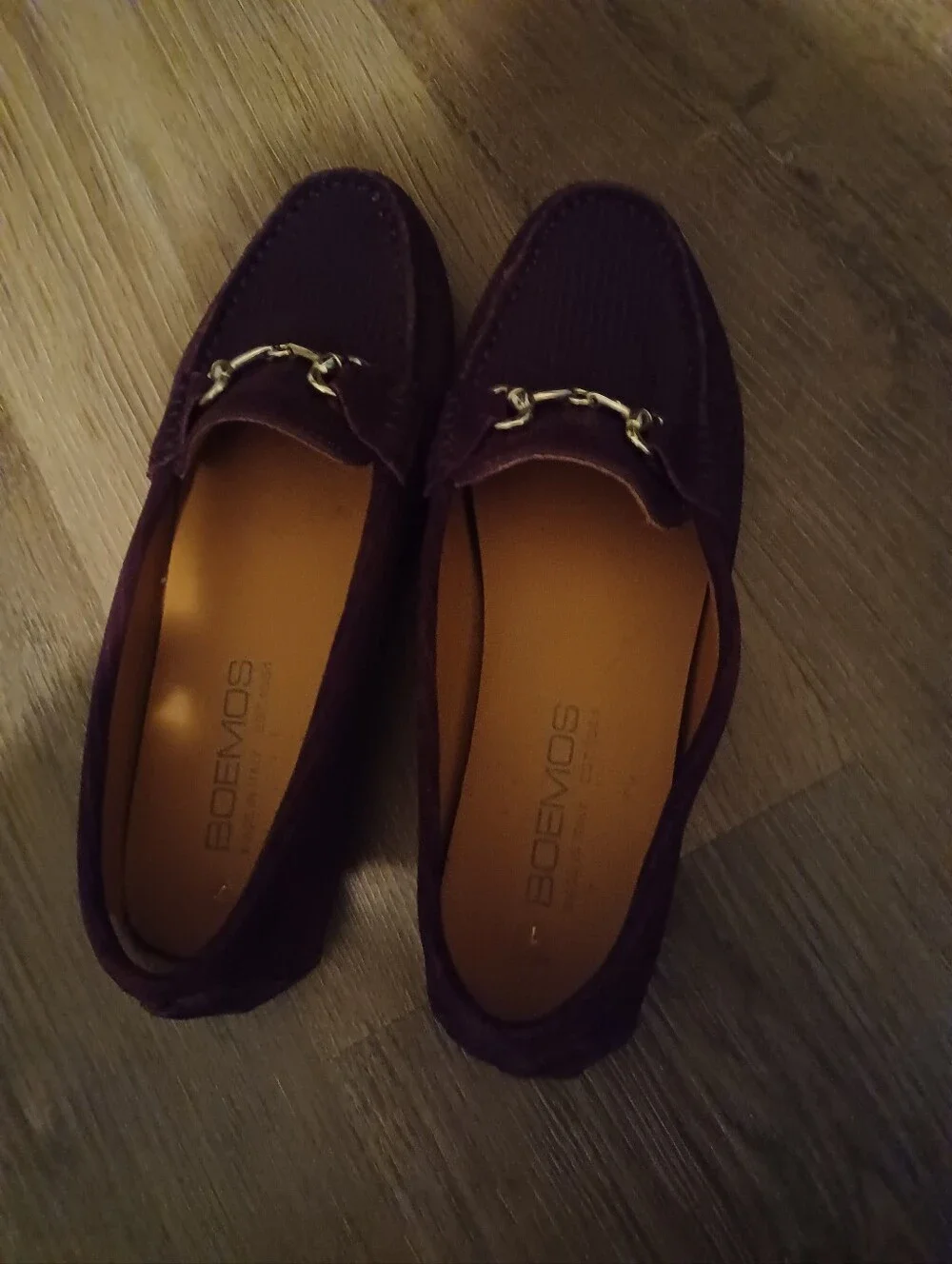 << Women’s Purple Slip-On Moccasin Loafers with Metal Bit Size 37
